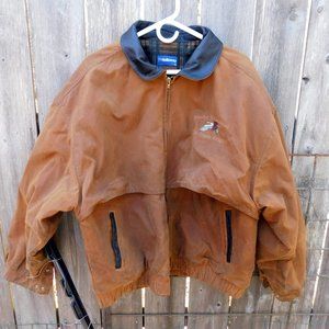 Holloway Ducks Unlimited Lined Waxed Canvas Jacket Leather Trim Heavy 2XL